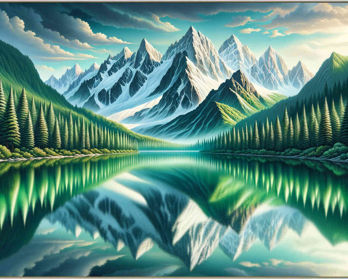 Reflections in the Mountain Lake — Diamond Painting Kit design