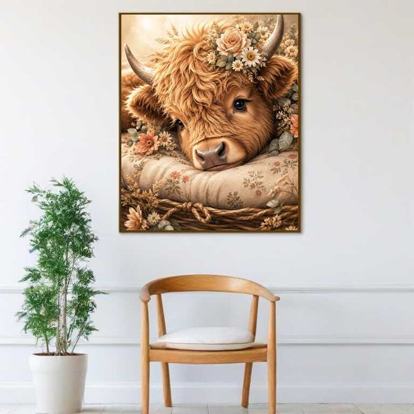 Highland Calf in a Flower Basket — Diamond Painting Kit, product view 2
