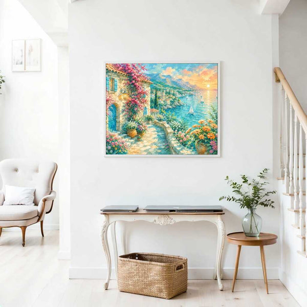 Sunlit Mediterranean Village — Diamond Painting Kit, product view 2