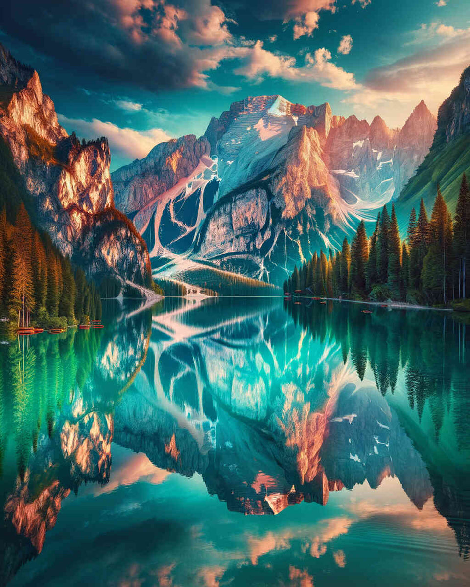 Crystal clear mountain lake — Diamond Painting Kit design
