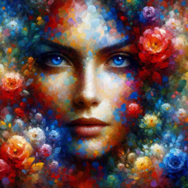 Woman with blue eyes — AB Diamond Painting Kit design