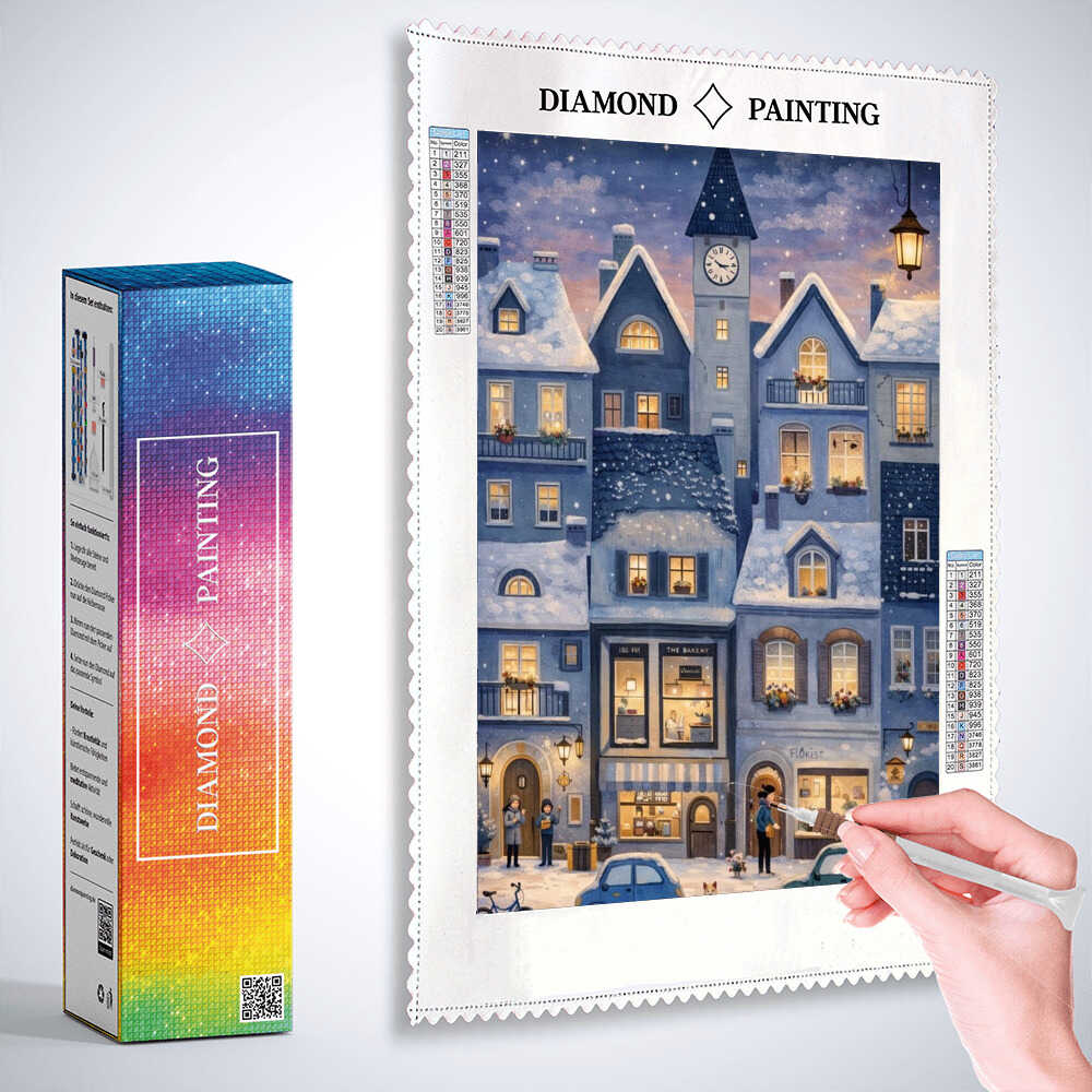 Winter Magic in the Old Town — Diamond Painting Kit, product view 3