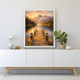 Golden Stillness at the Lake — Diamond Painting Kit, product view 2