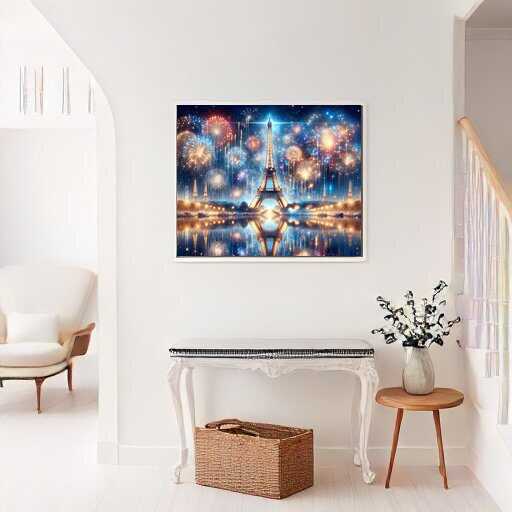 Fireworks above the Eiffel Tower — Diamond Painting Kit, product view 2