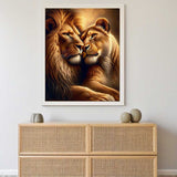 Cuddling lion couple — Diamond Painting Kit, product view 2