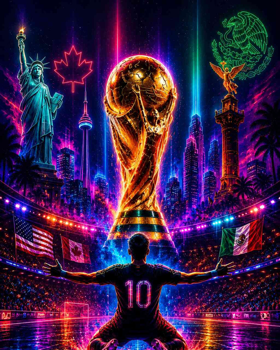 Soccer in Neon Lights — Diamond Painting Kit design