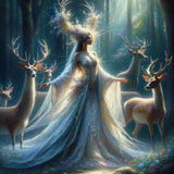 Woman with antlers and deer — Diamond Painting Kit design