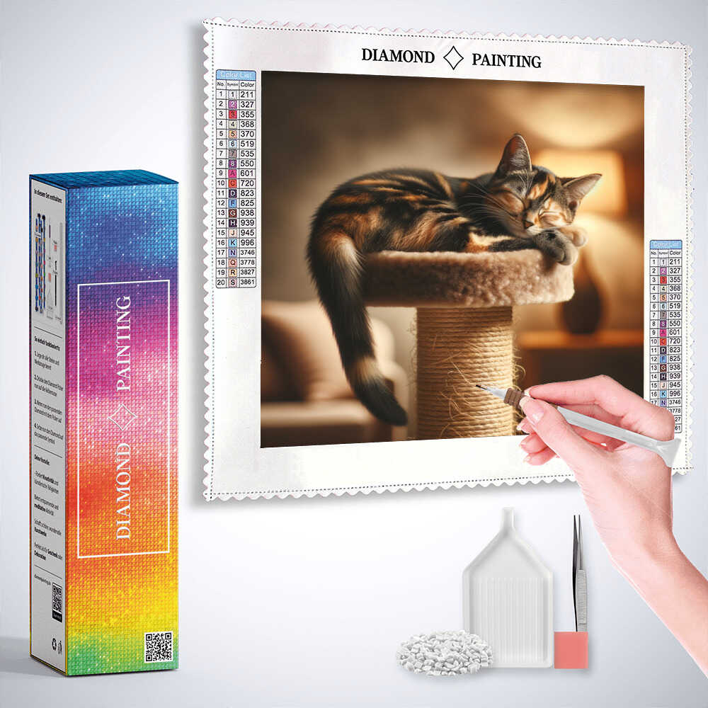 A Cat's Peaceful Sunbath — Diamond Painting Kit, product view 3
