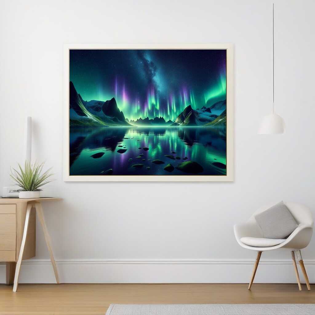 Green Aurora over the Lake — Diamond Painting Kit, product view 2