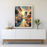 Romantic old town street — Diamond Painting Kit, product view 2