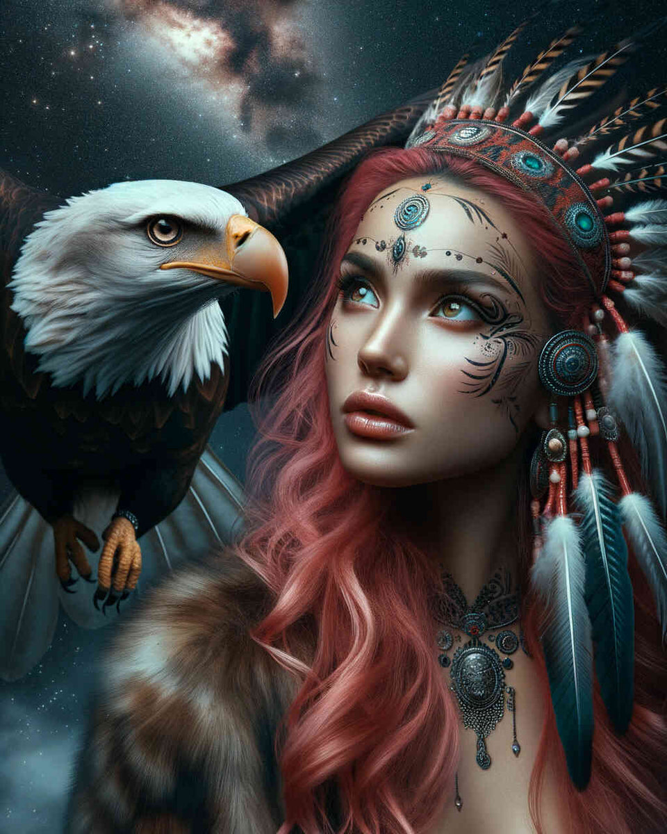 Eagle and woman — Diamond Painting Kit design