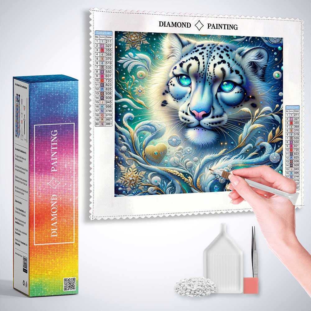 Beautiful snow leopard — Diamond Painting Kit, product view 3