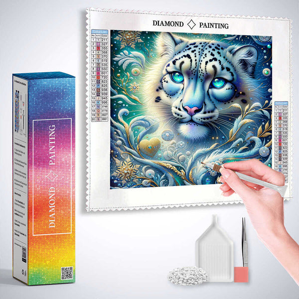 Beautiful snow leopard — Diamond Painting Kit, product view 3