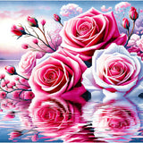 Two Pink Roses on Water — Diamond Painting Kit design