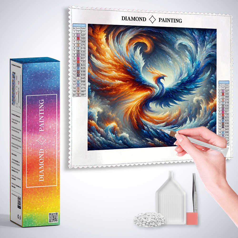 Phoenix water and fire — Diamond Painting Kit, product view 3