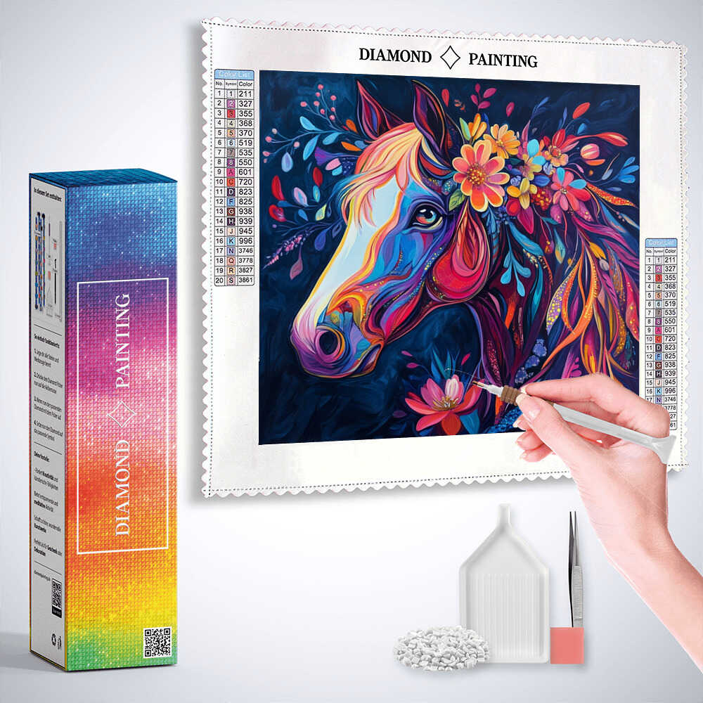Horse with a Floral Mane — Diamond Painting Kit, product view 3