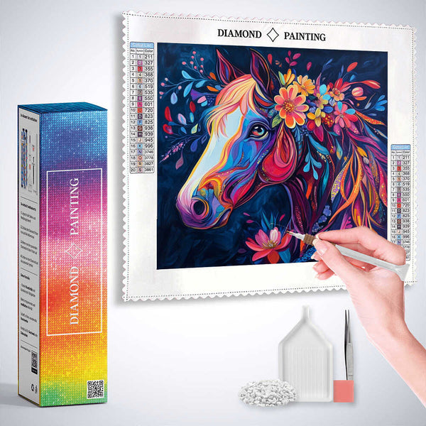 Horse with a Floral Mane — Diamond Painting Kit, product view 3