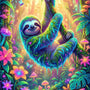 Neon Jungle Sloth — Diamond Painting Kit design