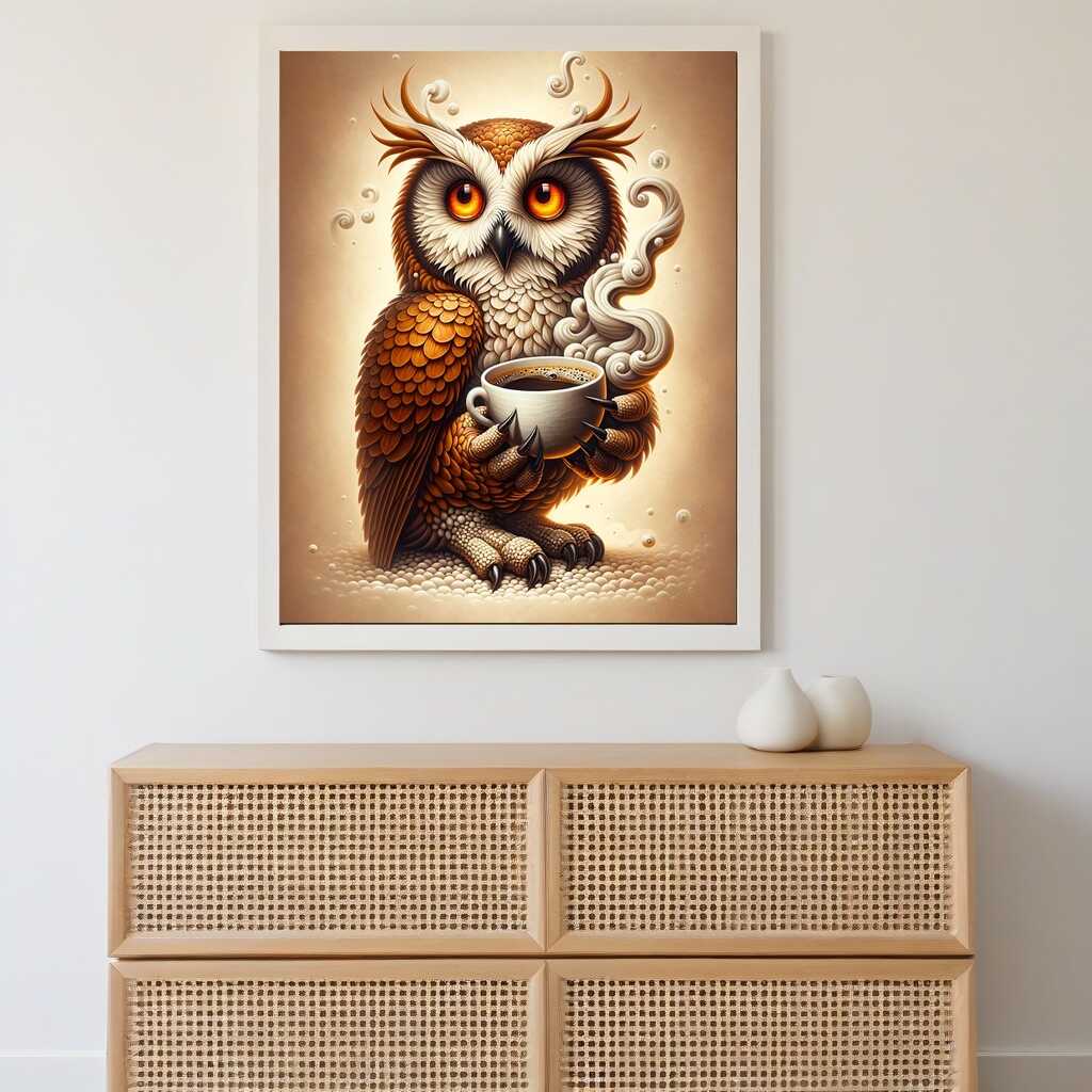 Coffee owl — Diamond Painting Kit, product view 2