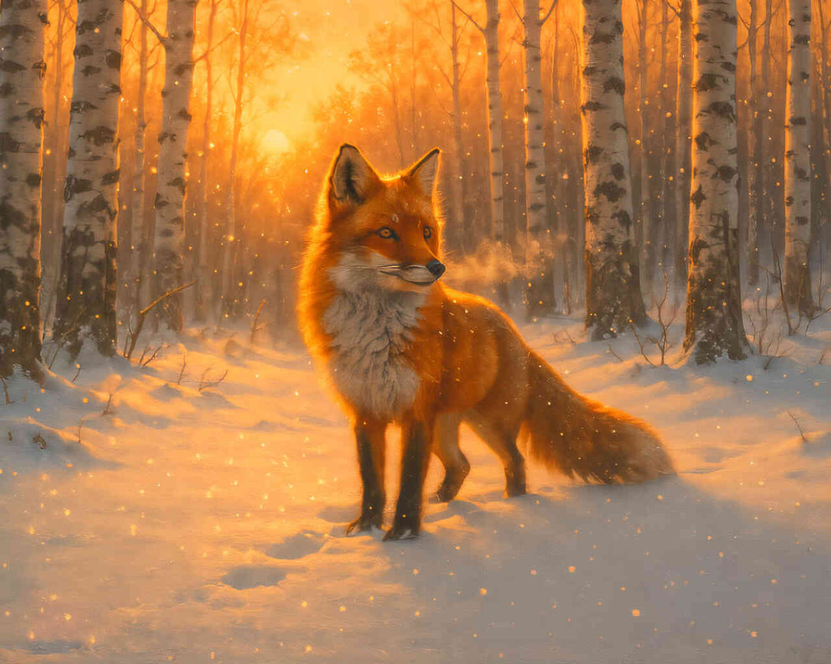 Fox in the Winter Morning — Diamond Painting Kit design