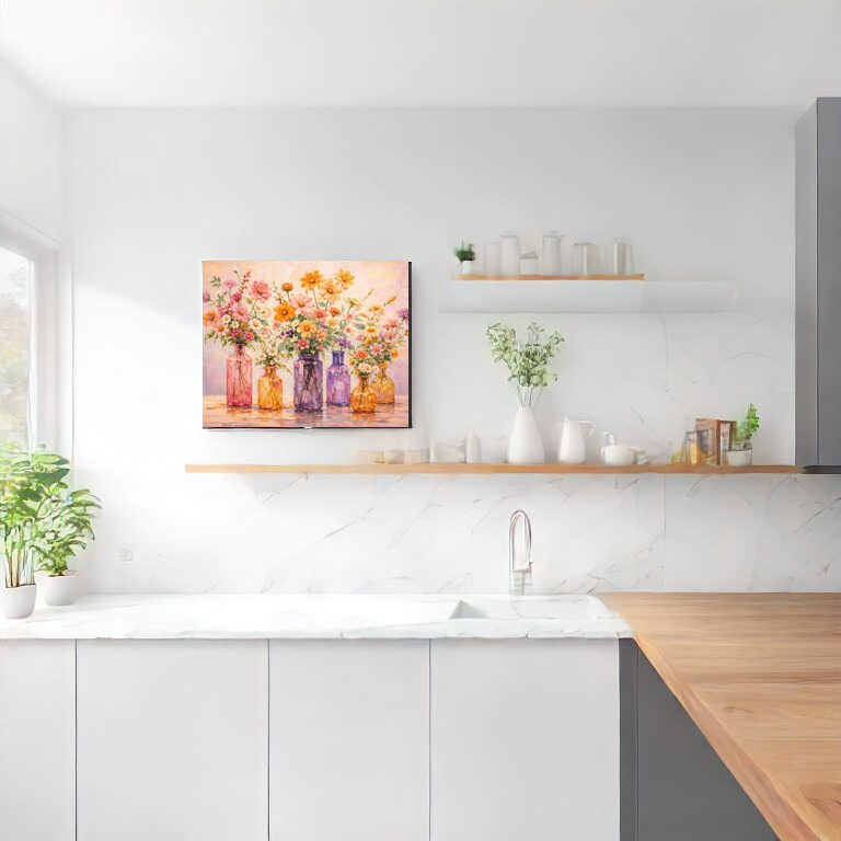Sunlit Flowers in Colorful Vases — Diamond Painting Kit, product view 2