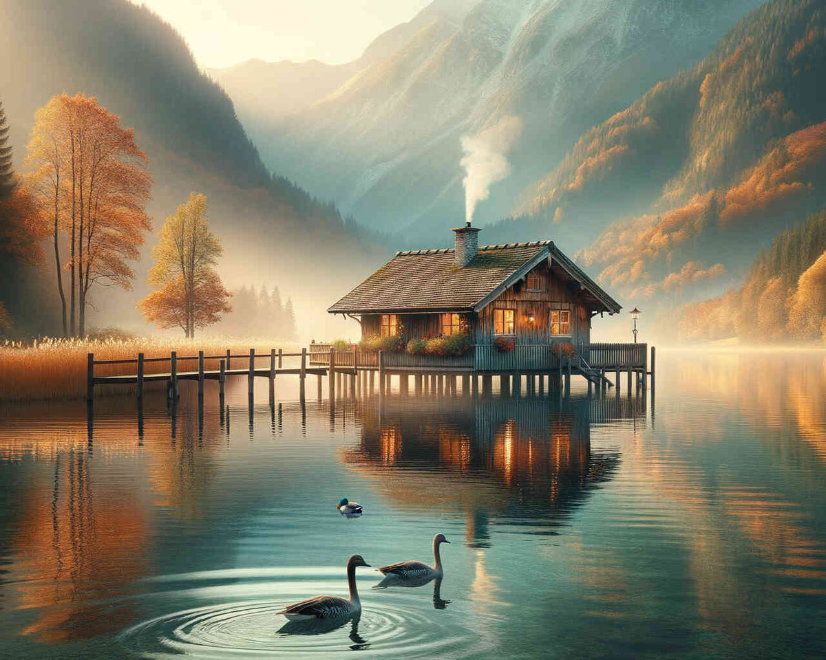 House with a Pier — Diamond Painting Kit design