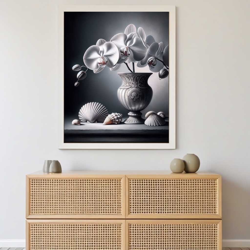 White orchid in vase — Diamond Painting Kit, product view 2