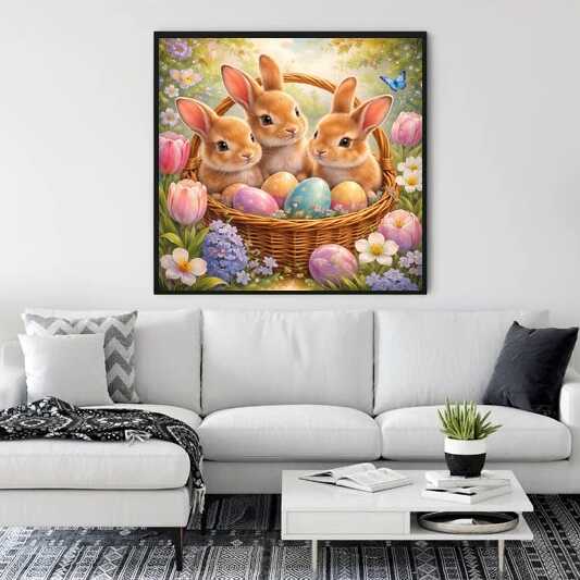 Bunnies in an Easter Basket — Diamond Painting Kit, product view 2
