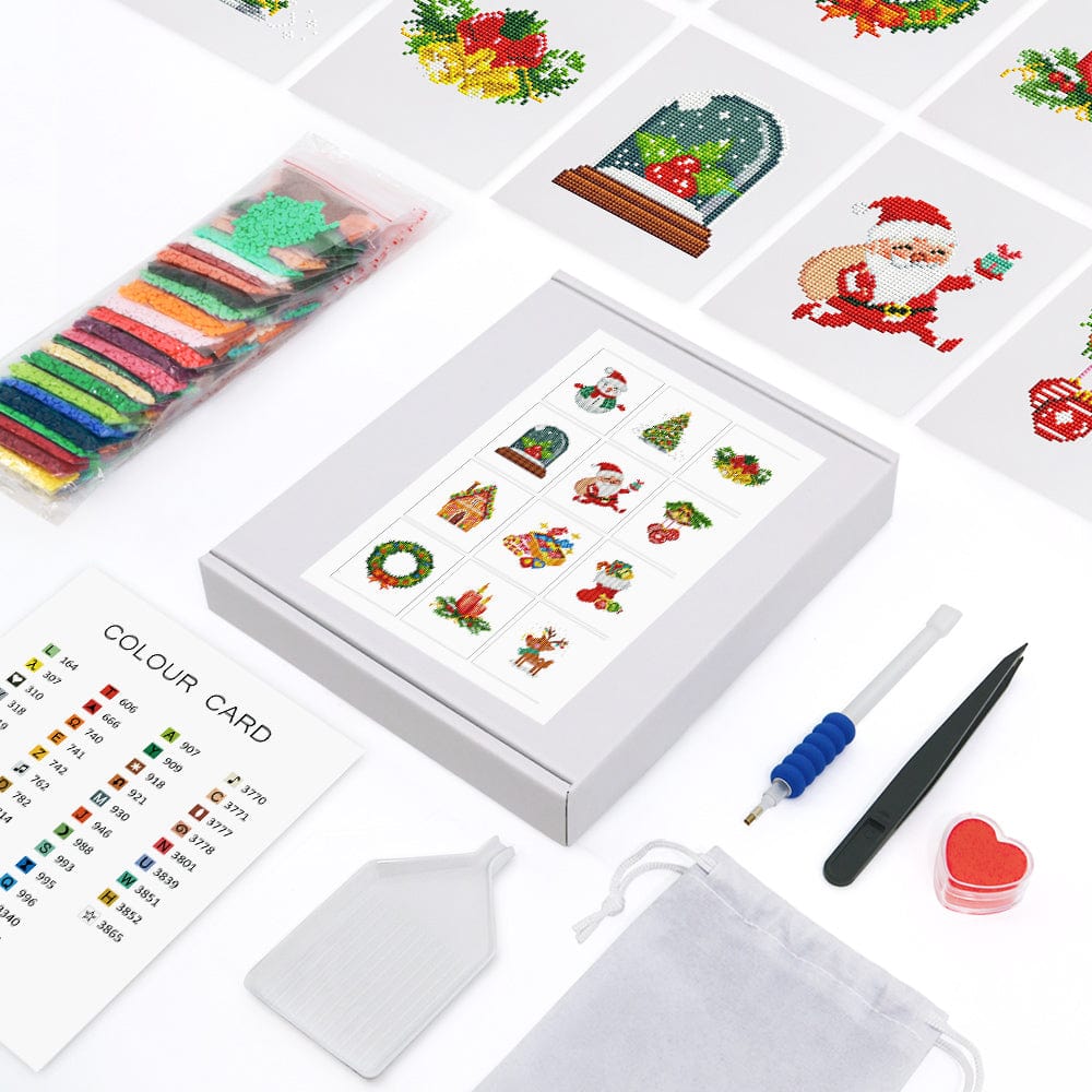 Merry Christmas Collection, Set of 12 — Mini Diamond Painting Set, product view 2