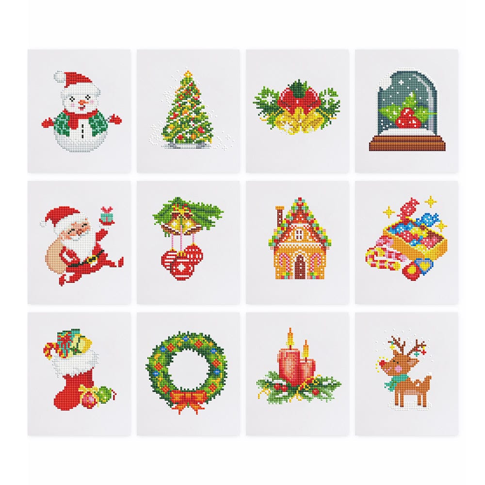 Merry Christmas Collection, Set of 12 — Mini Diamond Painting Set design