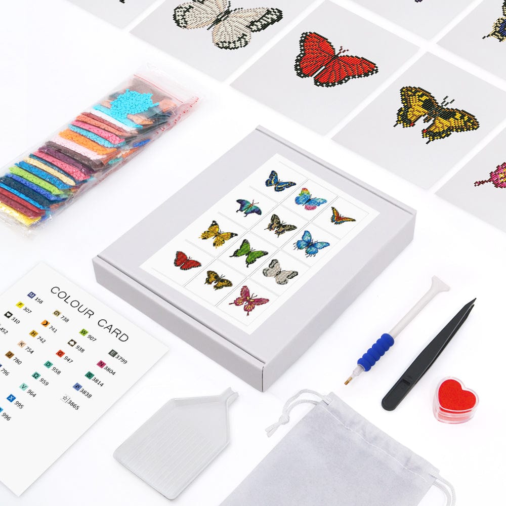 Dreamly Colors Butterflies, Set of 12 — Mini Diamond Painting Set, product view 2