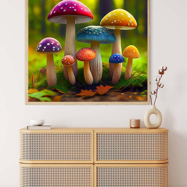 Rainbow mushrooms in the forest — AB Diamond Painting Kit, product view 3