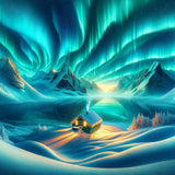 Green Aurora above the Mountain — Diamond Painting Kit design