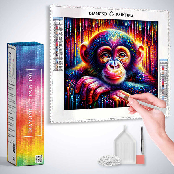Chimpanzee cub — Diamond Painting Kit, product view 3