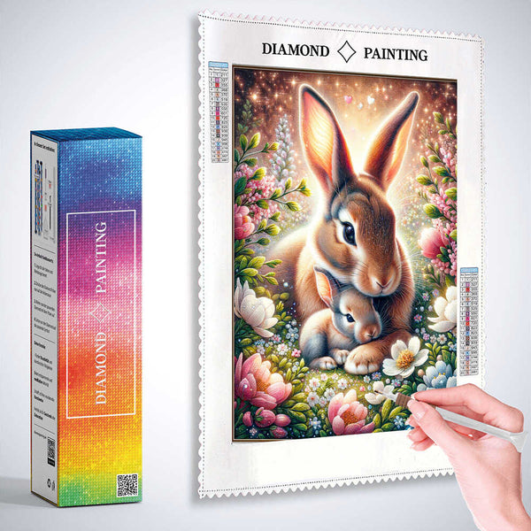 Hare mother and child — Diamond Painting Kit, product view 3