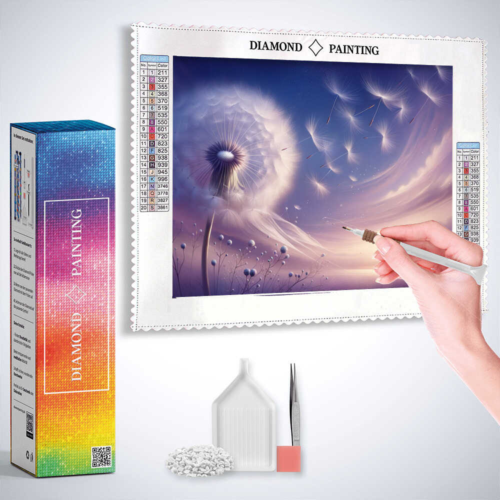 Dandelion beneath a Purple Sky — Diamond Painting Kit, product view 3