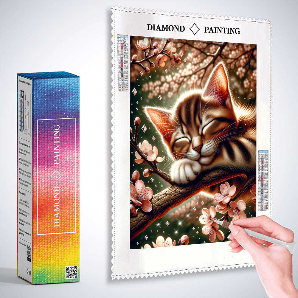 Sleeping kitten — Diamond Painting Kit, product view 3