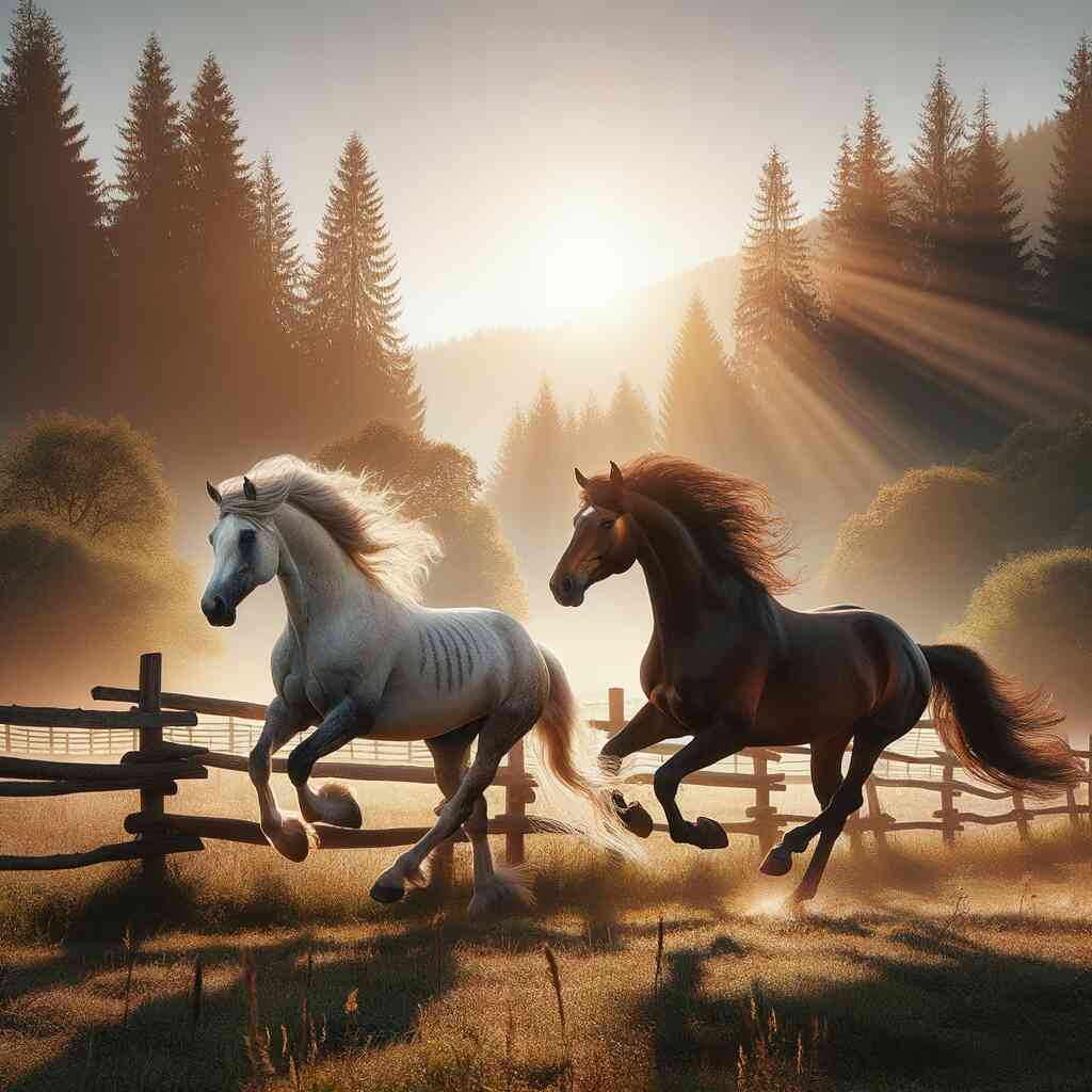 Two Horses Running Free — Diamond Painting Kit design