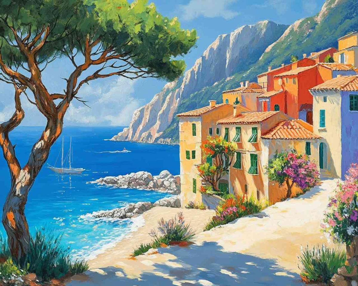 A Mediterranean Flower Path — Diamond Painting Kit design