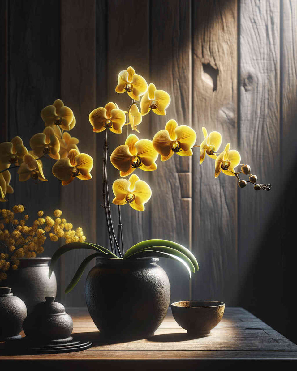 Orchid, yellow in vase — Diamond Painting Kit design