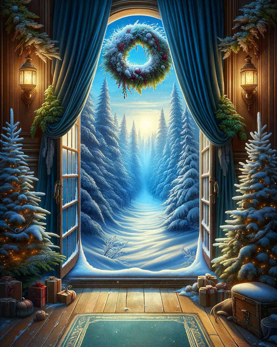 Window into the winter forest — Diamond Painting Kit design