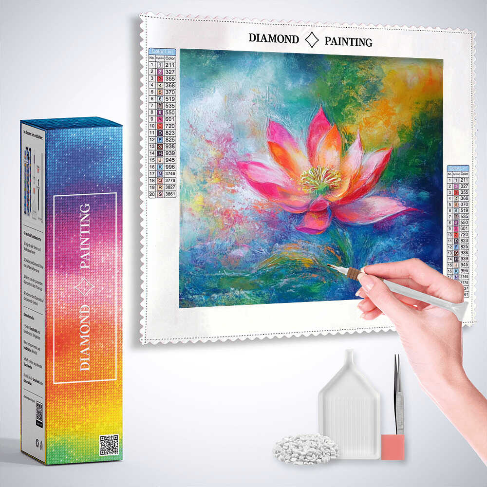 Lotus in Bloom — Diamond Painting Kit, product view 3