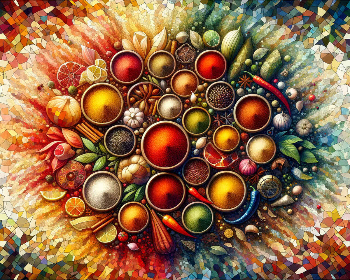 Mixed Spice Bowls — Diamond Painting Kit design