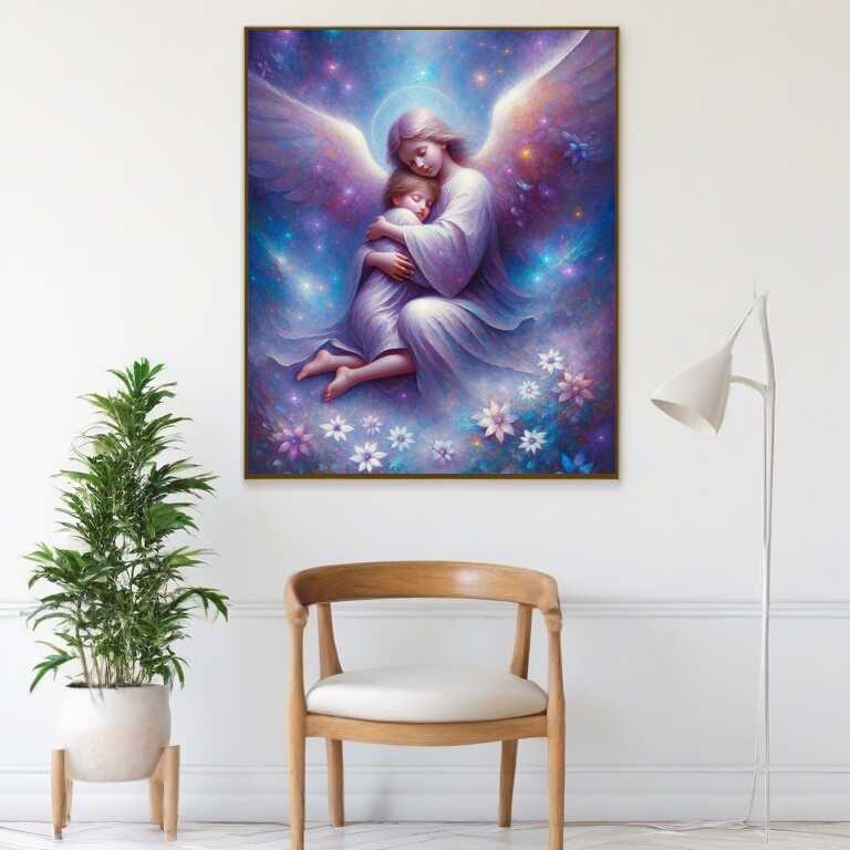 Child with guardian angel — Diamond Painting Kit, product view 2