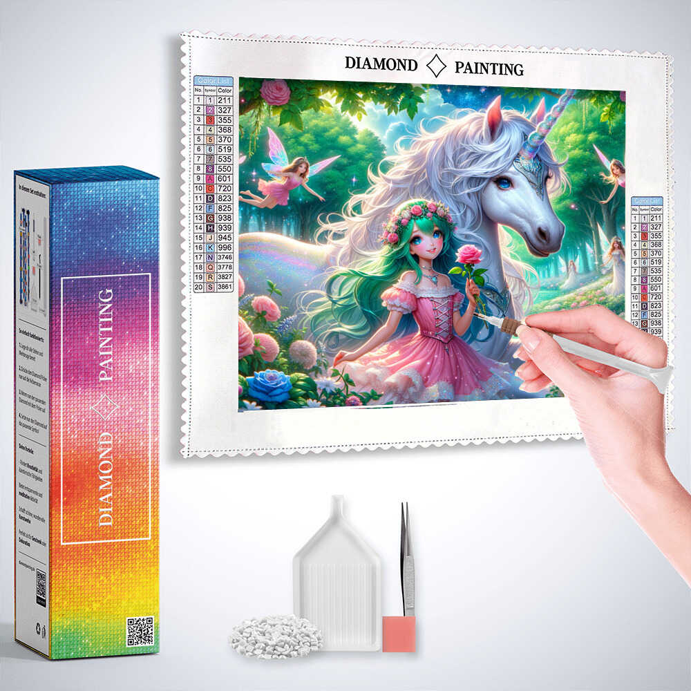 Unicorn with a Girl — Diamond Painting Kit, product view 3