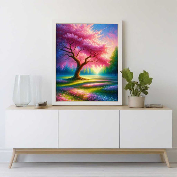 Pink tree by the willow — Diamond Painting Kit, product view 2