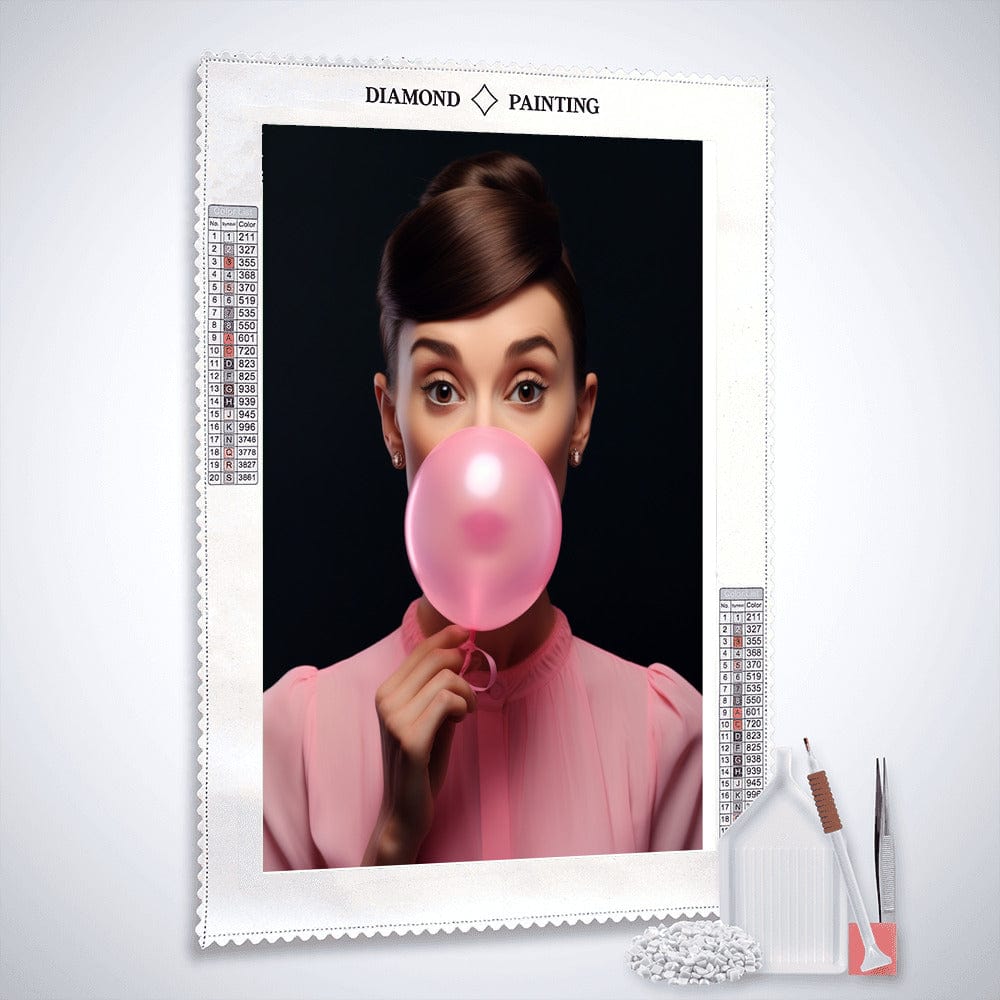 Audrey Hepburn with chewing gum in her mouth — Diamond Painting Kit, product view 2