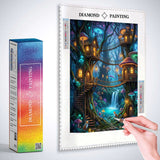 The Magical Forest Village at Night — Diamond Painting Kit, product view 3