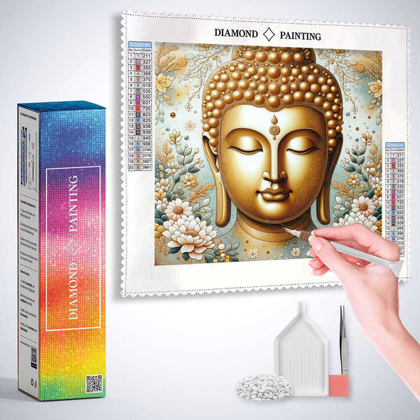 Buddha head and statue — Diamond Painting Kit, product view 3