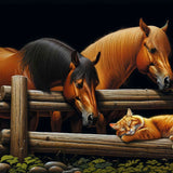 Horses and a Cat — Diamond Painting Kit design